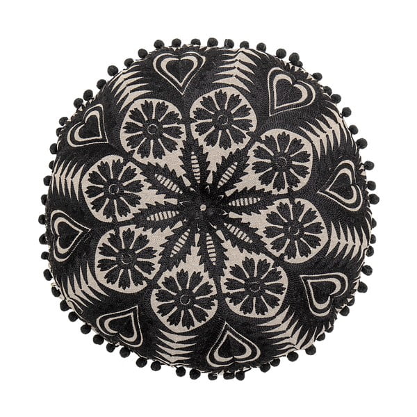 Juodos ir smėlio spalvos dekoratyvinė pagalvėlė Bloomingville Mandala, ø 36 cm