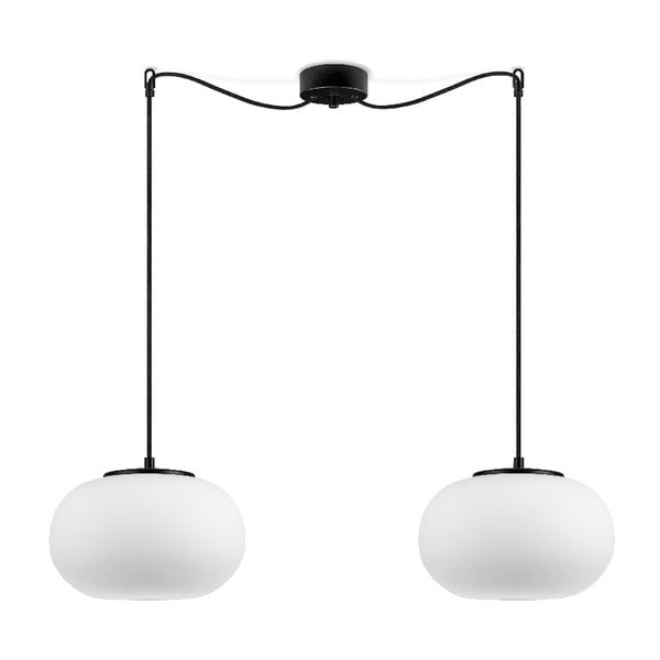 Baltas dviejų šakų pakabinamas šviestuvas su juodu lizdu Sotto Luce DOSEI
