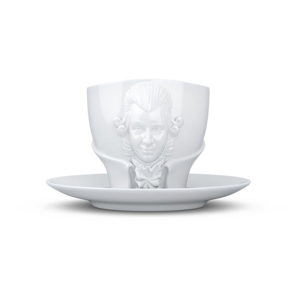 Balto porceliano puodelio ir lėkštės rinkinys 58products Wolfgang Amadeus Mozart, tūris 260 ml