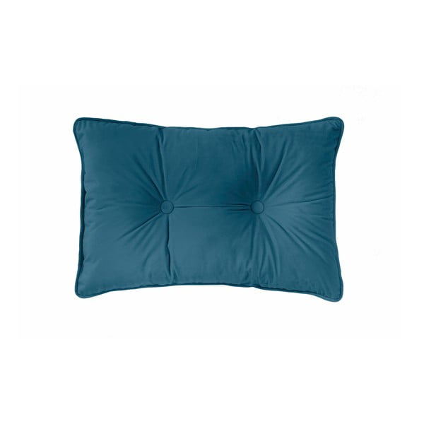 Tamsiai mėlyna Tiseco Home Studio Velvet Button pagalvė, 40 x 60 cm