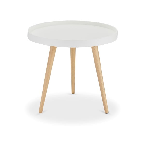 Baltas kavos staliukas su buko medienos kojomis Furnhouse Opus, Ø 50 cm