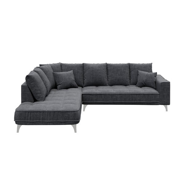 Tamsiai pilka kampinė sofa Devichy Chloe, kairysis kampas, 288 cm