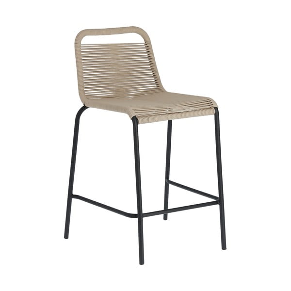 Smėlio spalvos baro kėdė su plienine konstrukcija Kave Home Glenville, aukštis 62 cm