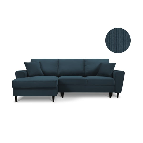 Tamsiai mėlyna kampinė sofa-lova Kooko Home Jazz, kairysis kampas