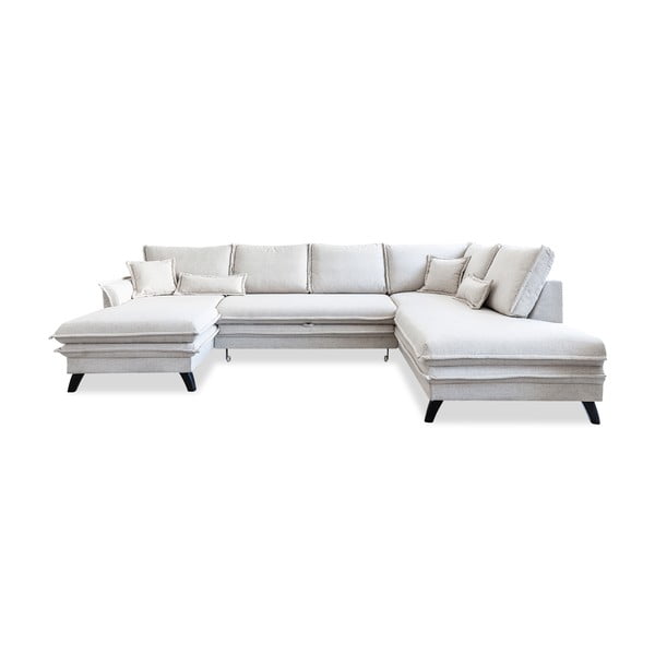 Šviesiai smėlio spalvos U formos sofa-lova Miuform Charming Charlie, dešinysis kampas