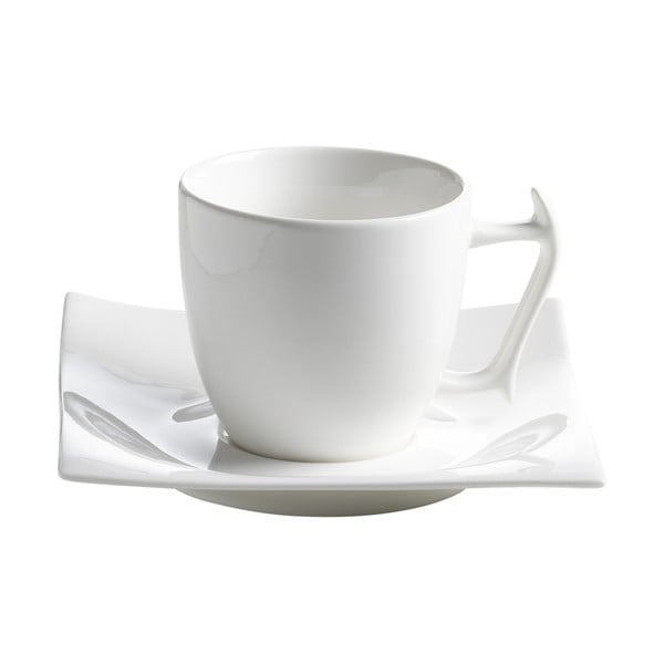 Baltas porcelianinis puodelis su lėkšte Maxwell & Williams Motion, 200 ml