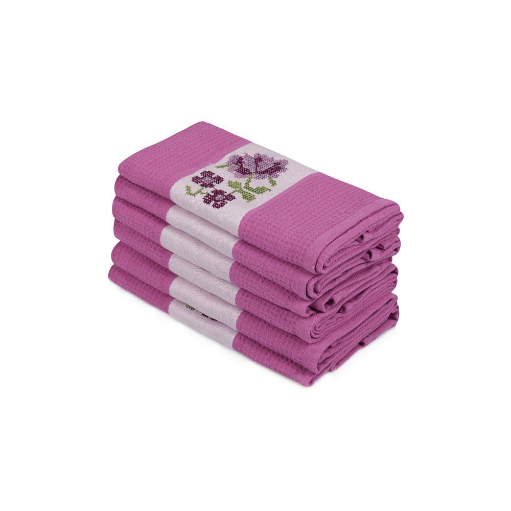 6 violetinių grynos medvilnės rankšluosčių rinkinys "Simplicity", 45 x 70 cm