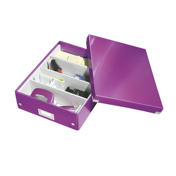 Violetinė dėžutė su organizatoriumi Leitz Office, 37 cm ilgio