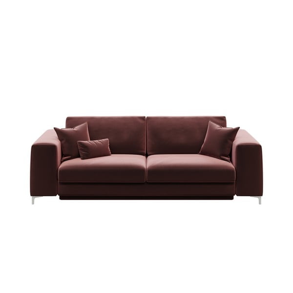 Tamsiai rožinė aksominė sofa-lova Devichy Rothe, 256 cm