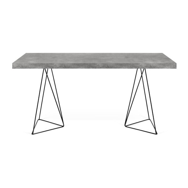 Darbo stalas su betono stalviršiu ir juodu pagrindu TemaHome Multi, 160 x 90 cm