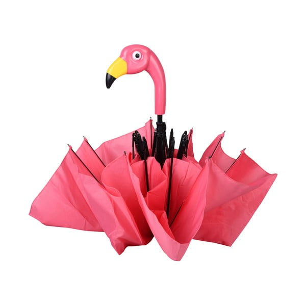 Rožinis sulankstomas skėtis Esschert Design Flamingo, ⌀ 96,5 cm