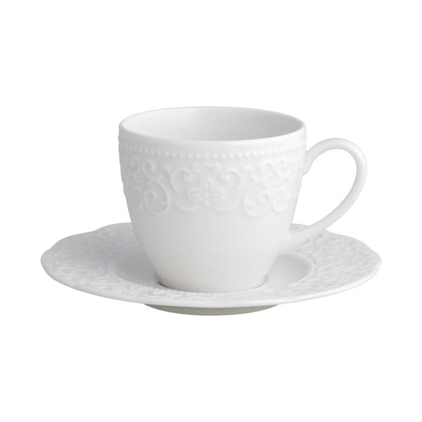 Baltas arbatos puodelis su lėkštute Brandani Gran Gala