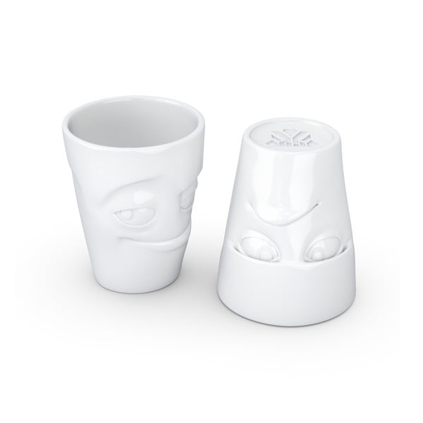 2 baltų porcelianinių puodelių rinkinys 58products Grumpy & Impish