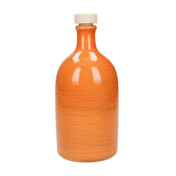 Oranžinės spalvos keraminis butelis aliejui Brandani Maiolica, 500 ml