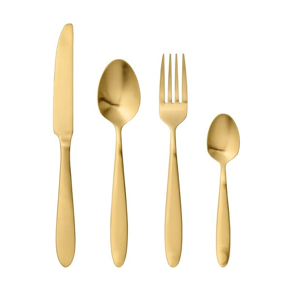 4 dalių aukso spalvos stalo įrankių rinkinys Bloomingville Cutlery Eleganza