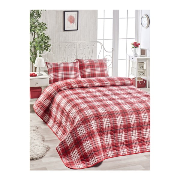 Raudonos medvilninės lovos užvalkalo ir pagalvės užvalkalo rinkinys Muro Gerro, 160 x 220 cm