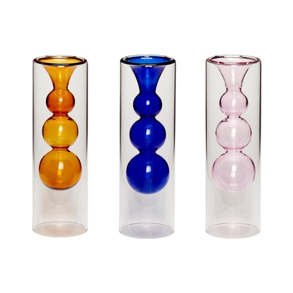 3 stiklinių vazų rinkinys Hübsch Colors, aukštis 23 cm