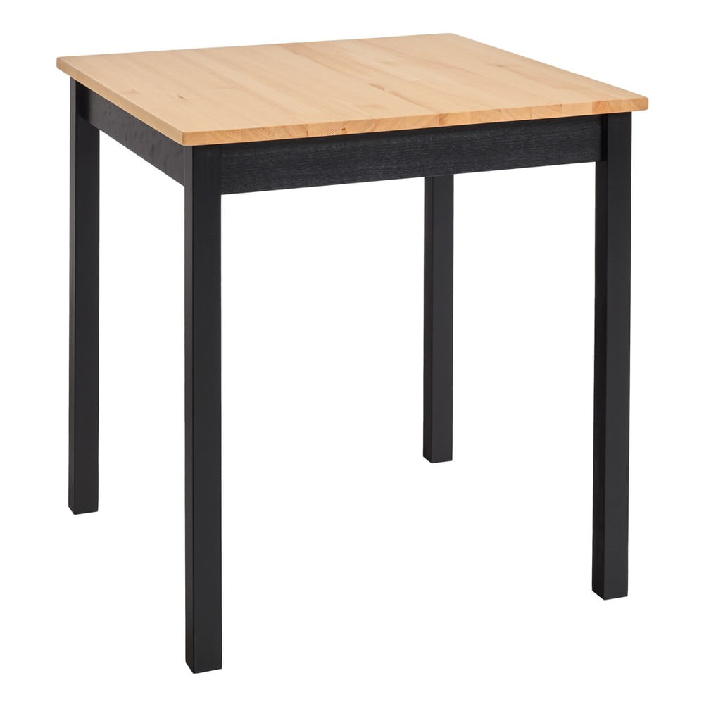 Valgomojo stalas iš pušies medienos, juodos spalvos konstrukcija loomi.design Sydney, 70 x 70 cm