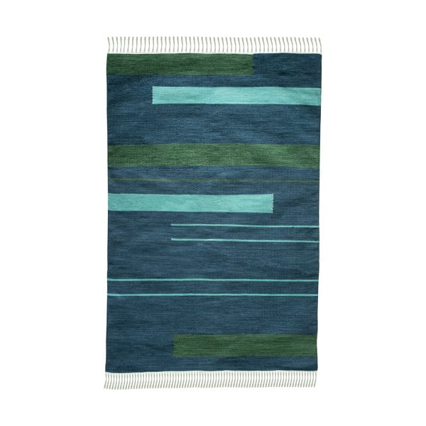 Tamsiai mėlynas dvipusis lauko kilimas iš perdirbto plastiko Green Decore Marlin, 160 x 230 cm