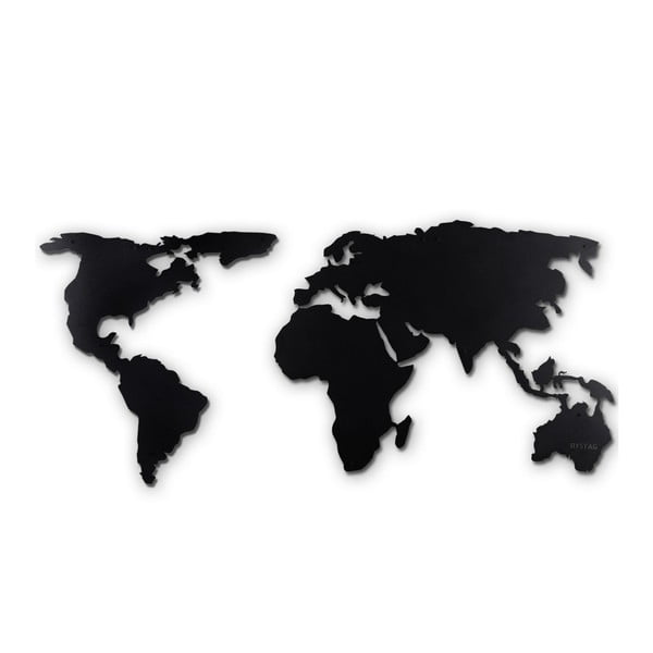 Juodos spalvos metalinė sienų dekoracija World Map XL