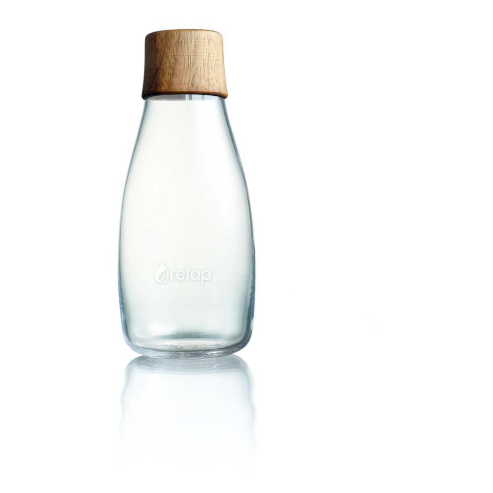 Stiklinis butelis su mediniu dangteliu ReTap su neribota garantija, 300 ml