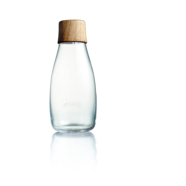 Stiklinis butelis su mediniu dangteliu ReTap su neribota garantija, 300 ml