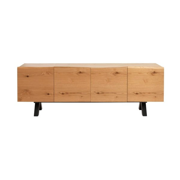 Baltos spalvos ąžuolo medienos žema komoda Unique Furniture Oliveto
