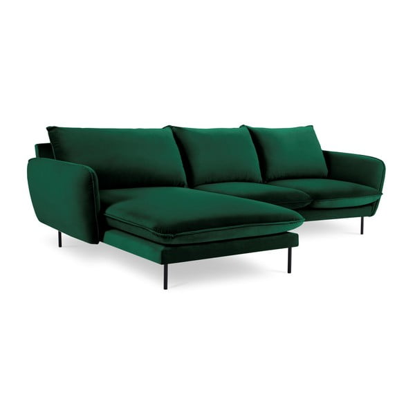 Žalio aksomo kampinė sofa Cosmopolitan Design Vienna, kairysis kampas