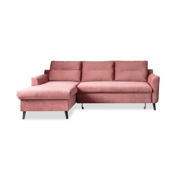 Rožinės spalvos aksominė kampinė sofa Miuform Stylish Tent, kairysis kampas