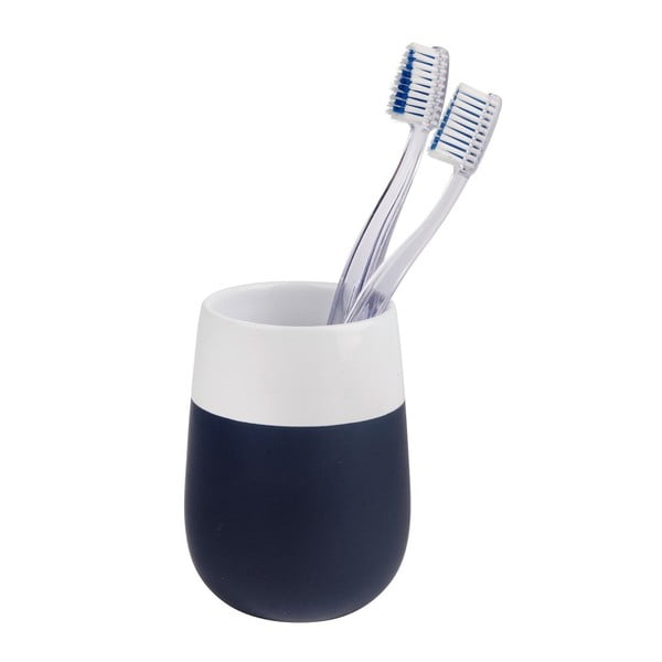 Mėlynos ir baltos spalvos keraminis dantų šepetėlio puodelis Wenko Matta