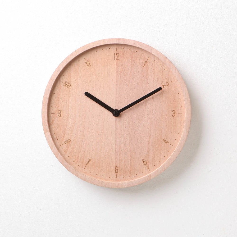 Buko medienos laikrodis su juodomis rodyklėmis Qualy&CO Allday Round