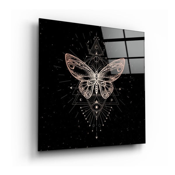 Paveikslas ant stiklo Insigne Da Vinci Style Butterfly, 40 x 40 cm