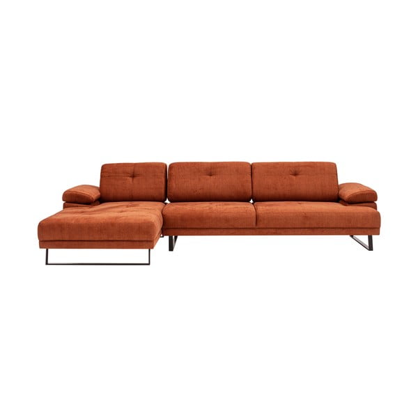Oranžinė kampinė sofa Artie Mustang, kairysis kampas