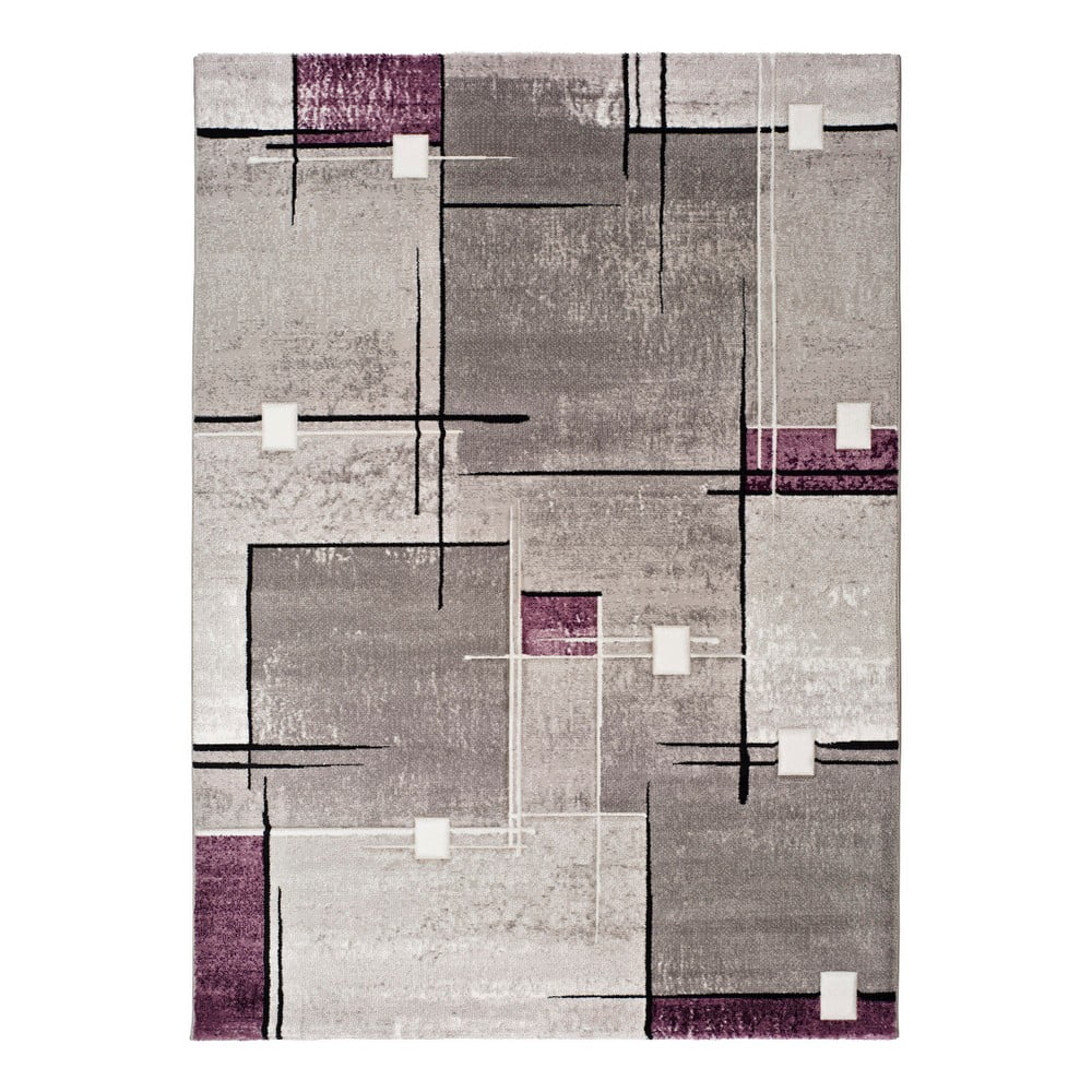 Pilkos ir violetinės spalvos kilimas Universal Detroit, 80 x 150 cm