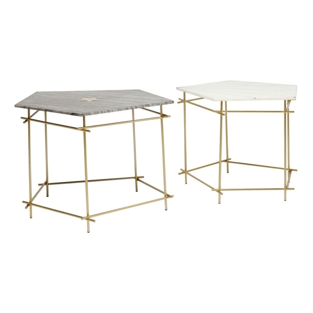 2 stalų su marmuro stalviršiu rinkinys "Kare Design Pentagon
