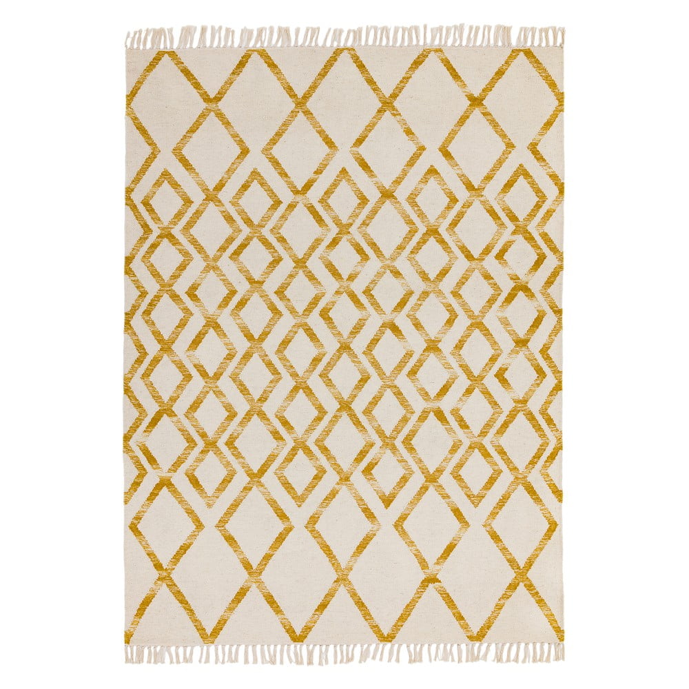Smėlio ir geltonos spalvos kilimas Asiatic Carpets Hackney Diamond, 160 x 230 cm