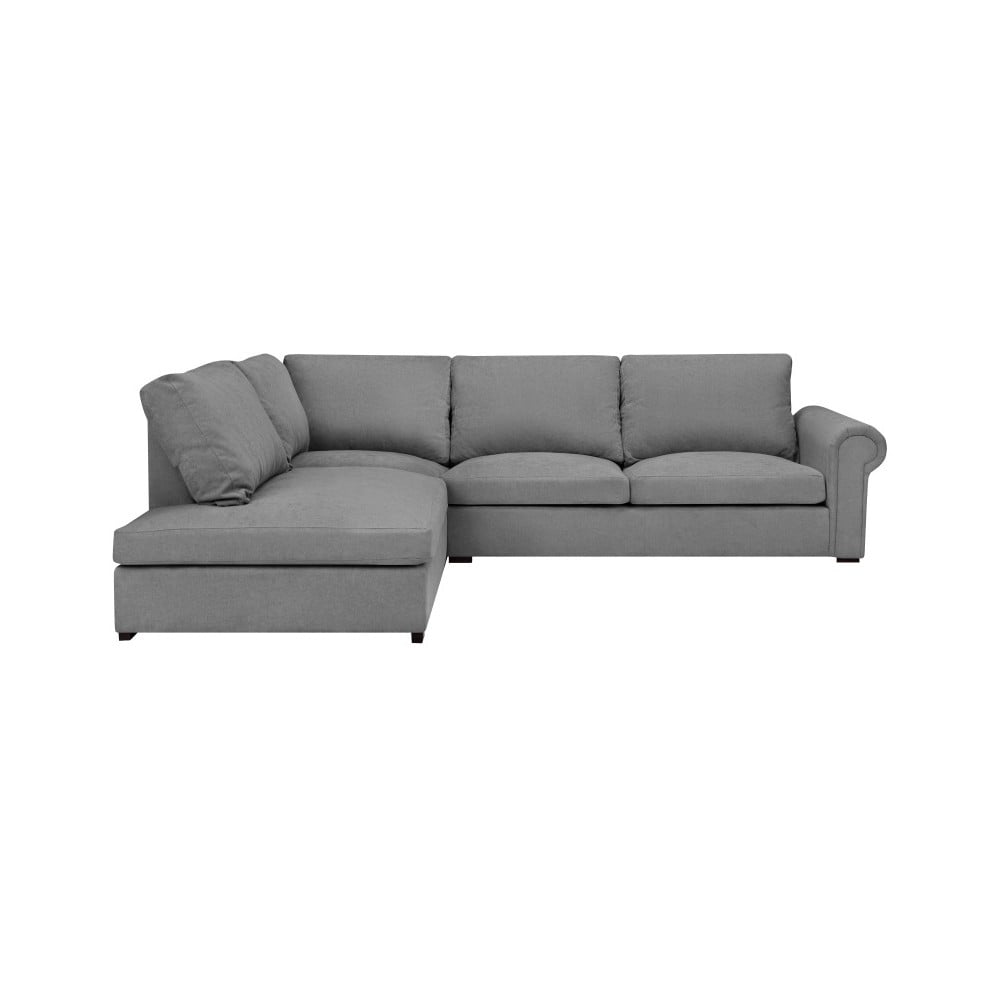 "Windsor & Co Sofos Hermes" pilka kampinė sofa, kairysis kampas
