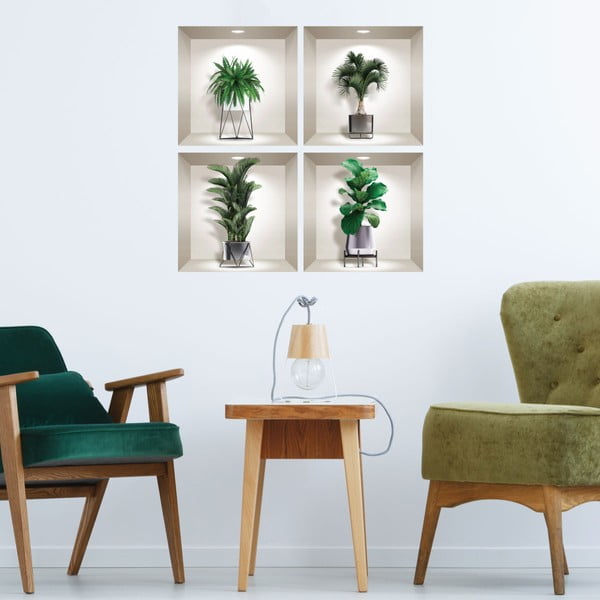 4 3D sieninių lipdukų rinkinys Ambiance Indoor Plants