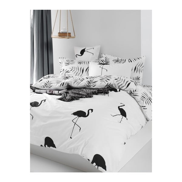 Dvivietės lovos paklodė su patalyne iš ranforce medvilnės Mijolnir Hope Black, 200 x 220 cm