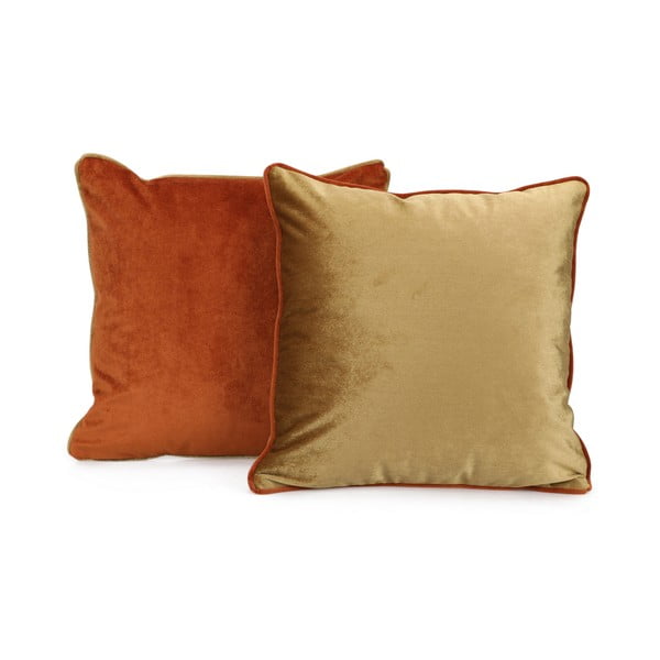 2 oranžinės rudos spalvos aksominių pagalvių užvalkalų rinkinys Joynodes Paul, 43 x 43 cm