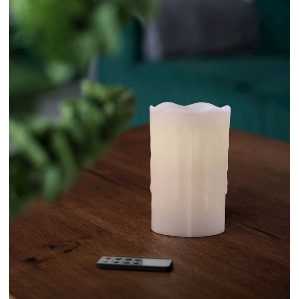 LED žvakė su nuotolinio valdymo pulteliu DecoKing Drip, aukštis 12,5 cm