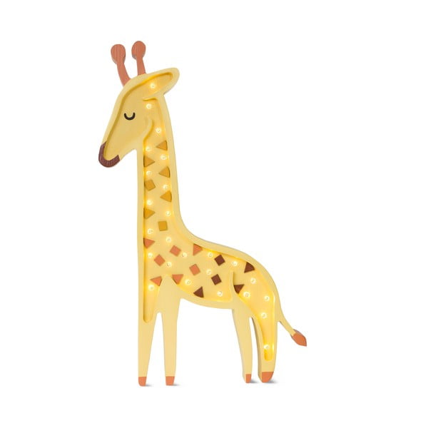 Geltonos spalvos pušies stalinis šviestuvas Little Lights Giraffe, aukštis 41 cm